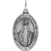 Sterling Silver 23x16  mm Oval Miraculous Medal 18