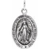 Sterling Silver 23x16  mm Oval Miraculous Medal 18