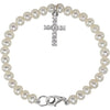 Sterling Silver Cultured White Freshwater Pearl & Imitation White Cubic Zirconia Cross 5 1/2