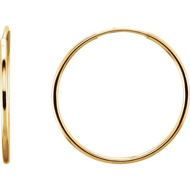 14K Gold Endless Hoop Earrings - Options Available