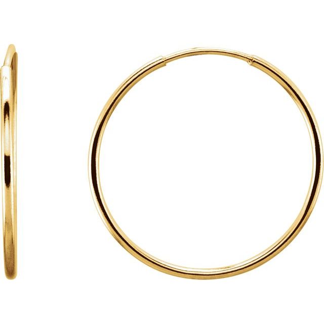 14K Yellow Gold 10 mm Endless Tube Hoop Earrings