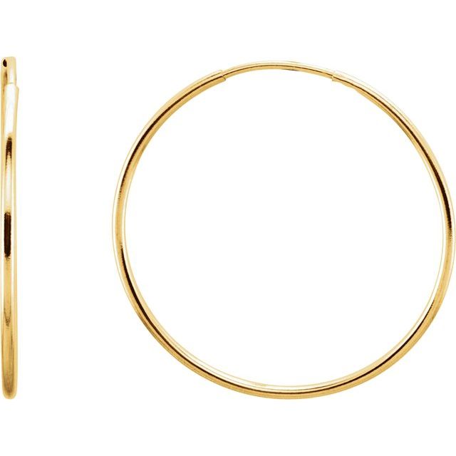 14K Yellow Gold 10 mm Endless Tube Hoop Earrings