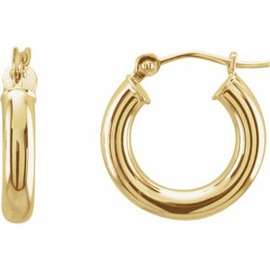 14K Gold Round Tube Hoop Earrings - Options Available