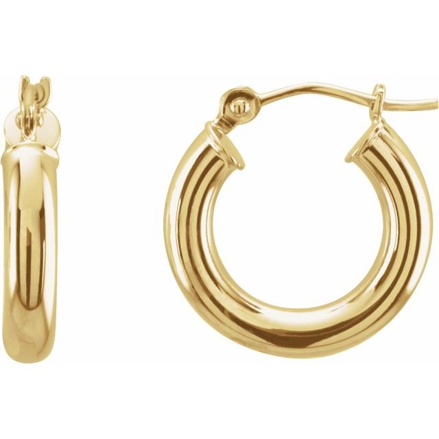 14K White Tube 15 mm Hoop Earrings