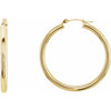 14K White Tube 15 mm Hoop Earrings