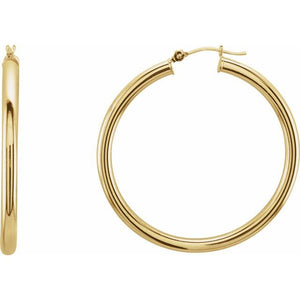 Round Tube Hoop Earrings | 14K Gold options* | 15–48 Mm × 3 Mm | Round | Friction Backs