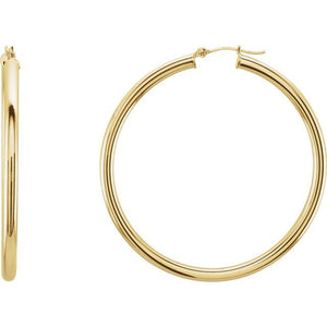 Round Tube Hoop Earrings | 14K Gold options* | 15–48 Mm × 3 Mm | Round | Friction Backs