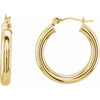 14K White Tube 15 mm Hoop Earrings