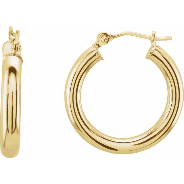 Round Tube Hoop Earrings | 14K Gold options* | 15–48 Mm × 3 Mm | Round | Friction Backs