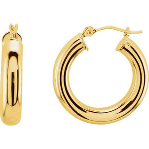 Round Tube Hoop Earrings in 14K Gold Available in Multiple Sizes