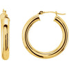 14K White Tube 20 mm Hoop Earrings