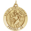 14K Yellow Gold 29 mm St. Christopher Pendant - Luxurious Protection Medal