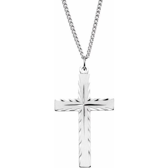 Sterling Silver, 40x25 mm Cross Necklace – Elegant Faith Symbol