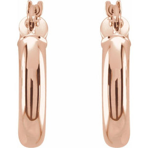 14K White Gold 15 mm Polished Tube Hoop Earrings