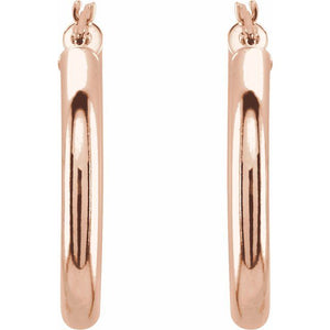 14K White Gold 15 mm Polished Tube Hoop Earrings