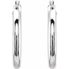 14K White Tube 15 mm Hoop Earrings