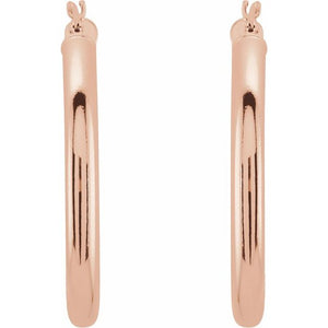 14K White Gold 15 mm Polished Tube Hoop Earrings