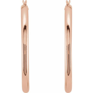 14K White Gold 15 mm Polished Tube Hoop Earrings