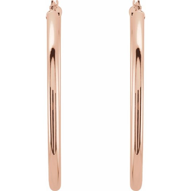 14K White Tube 15 mm Hoop Earrings