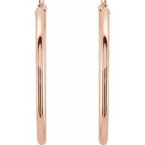 14K White Gold 15 mm Polished Tube Hoop Earrings
