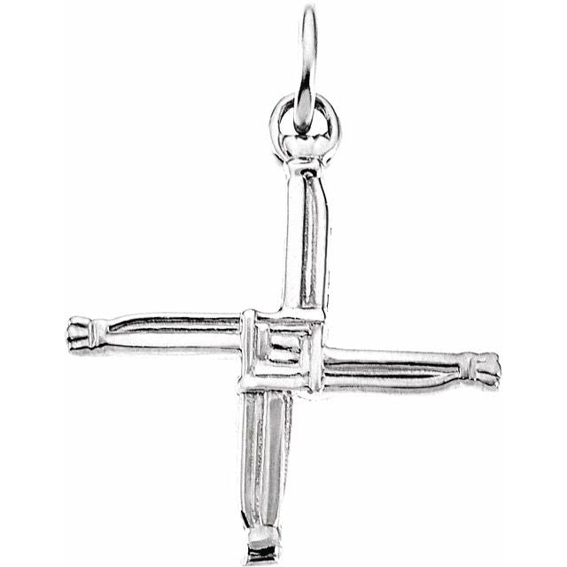 14K White Gold St. Bridget's Cross Pendant - Spiritual Elegance