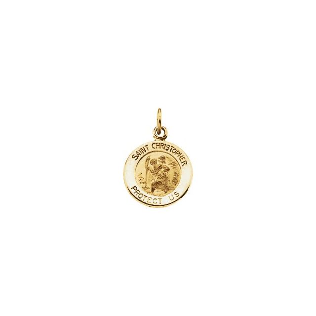 14K Yellow Gold 29 mm St. Christopher Pendant - Luxurious Protection Medal