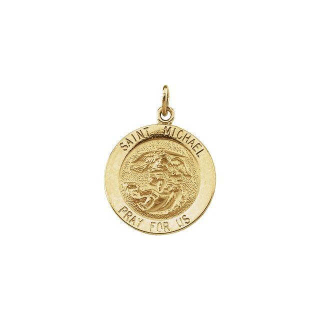 14K Yellow Gold 12 mm St. Michael Pendant - Faith and Elegance