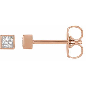 14K Gold Natural Diamond Bezel Earrings - Options Available