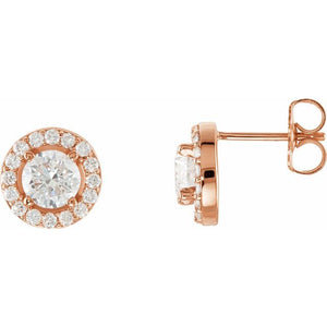 14K Gold Halo-Style Earrings