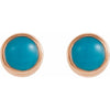 14K White Gold Natural Turquoise Bezel-Set Earrings