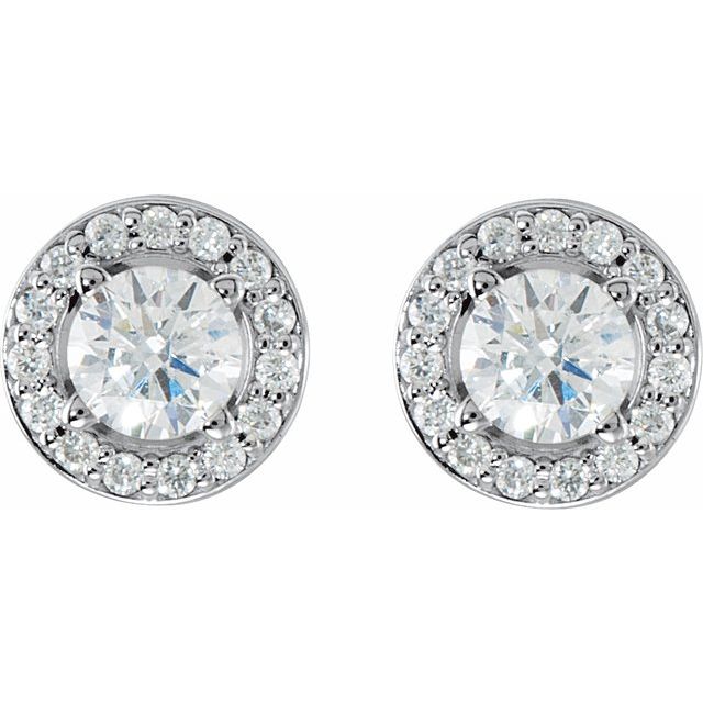 14K White 3/8 CTW Natural Diamond Halo-Style Earrings