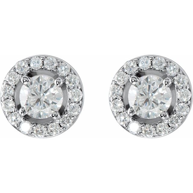 14K White 3/8 CTW Natural Diamond Halo-Style Earrings