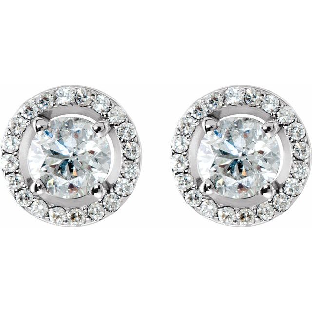 14K White Gold Moissanite & Diamond Halo Earrings â€“ Elegant Sparkle