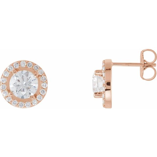 14K Gold Halo-Style Earrings