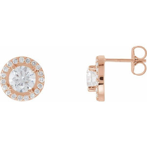 14K Gold Halo-Style Earrings