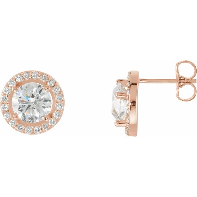 14K Gold Halo-Style Earrings