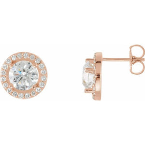 14K Gold Halo-Style Earrings