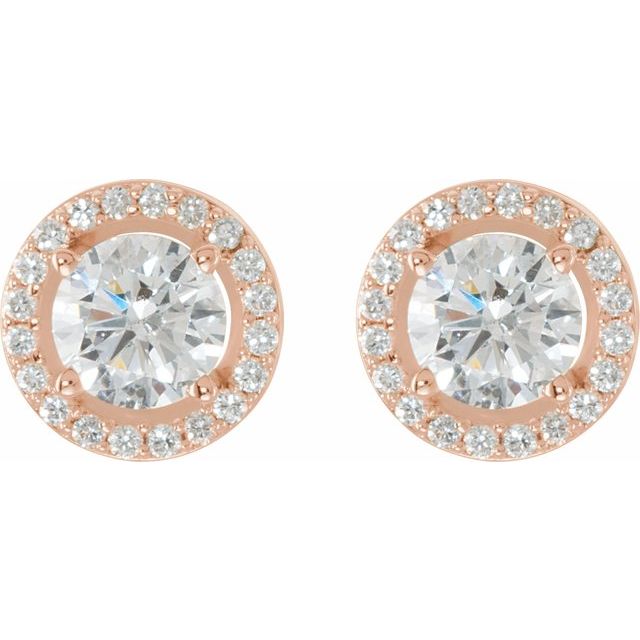 14K White Gold Moissanite & Diamond Halo Earrings â€“ Elegant Sparkle