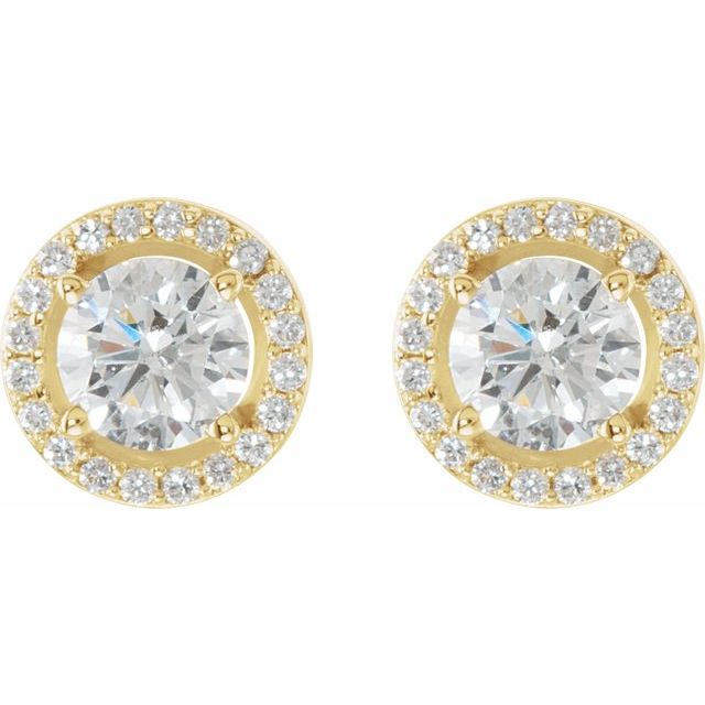 14K White 3/8 CTW Natural Diamond Halo-Style Earrings