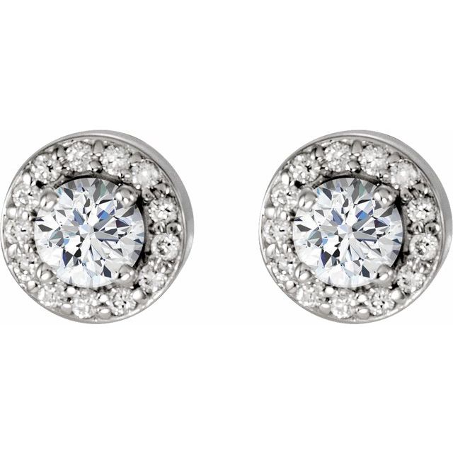 14K White Gold Moissanite & Diamond Halo Earrings â€“ Elegant Sparkle