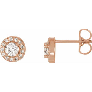 14K Gold Halo-Style Earrings