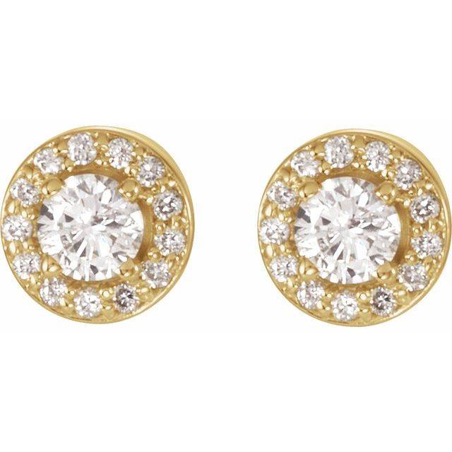 14K White 3/8 CTW Natural Diamond Halo-Style Earrings