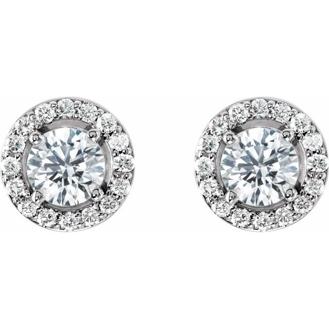 14K White 3/8 CTW Natural Diamond Halo-Style Earrings