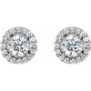 14K White Gold Moissanite & Diamond Halo Earrings â€“ Elegant Sparkle