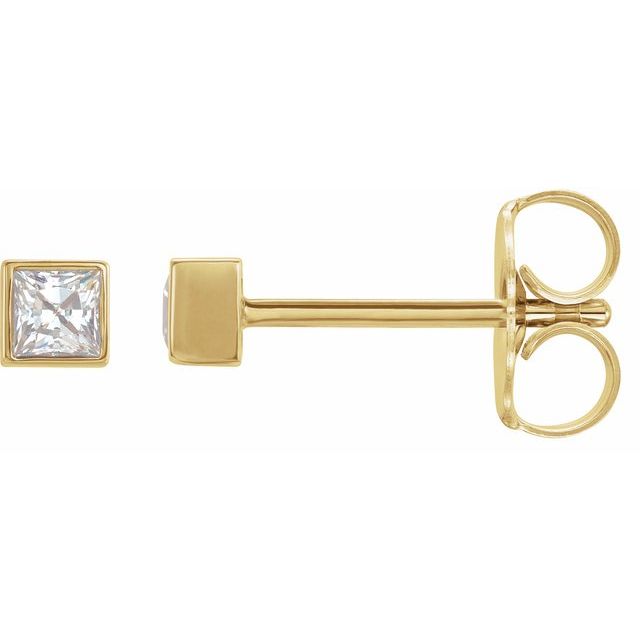 14K Gold Natural Diamond Bezel Earrings - Options Available