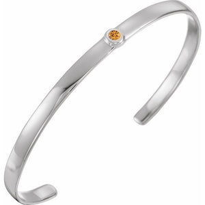 Elegant 14K White Gold Diamond-Accented Cuff Bracelet - 1/10 CT Natural Diamonds
