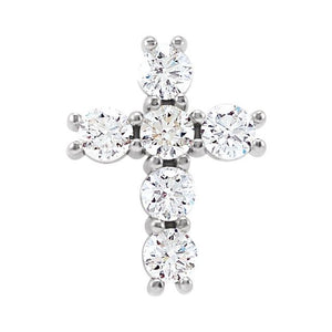 14K Gold Natural Diamond Cross Pendant