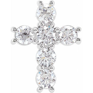 1 1/6 CTW Natural Diamond Cross Pendant Crafted in 14K Gold & Platinum