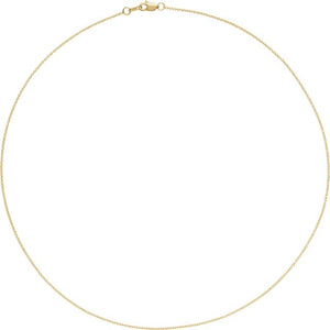 14K Yellow Gold 1 mm Adjustable Cable Chain Necklace 16-18