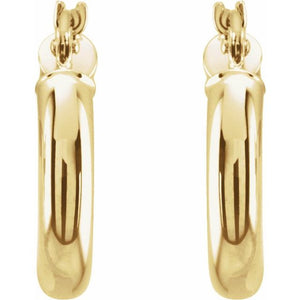 14K White Gold 15 mm Polished Tube Hoop Earrings